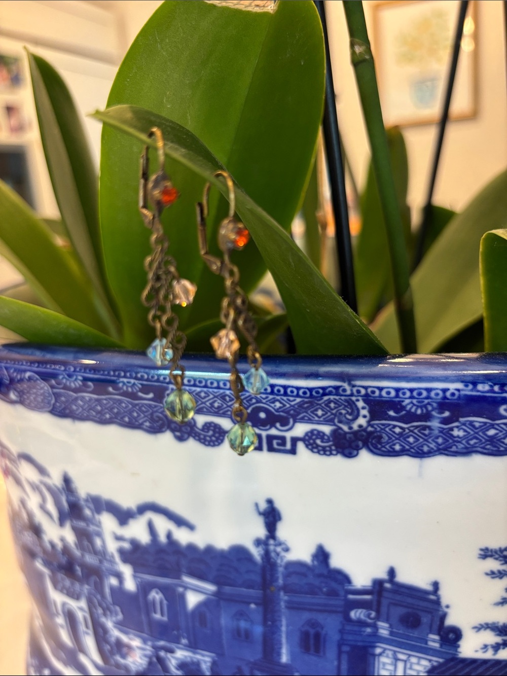 Sorrelli Multicolor Faceted Crystal Dangle Earrings - Blue, Green & Orange